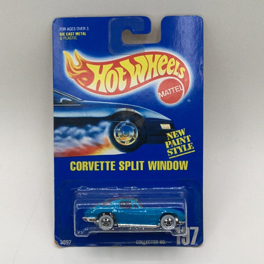 Hot Wheels 1991- Corvette Split Window - WW- #3092 - No197- Blue Card-NIP