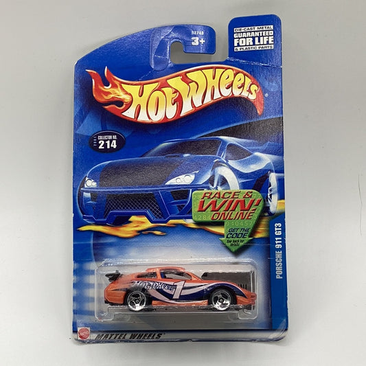 Hot Wheels 1999 Porsche 911 GT3.  '01 Blue Card. Collector No. 214.