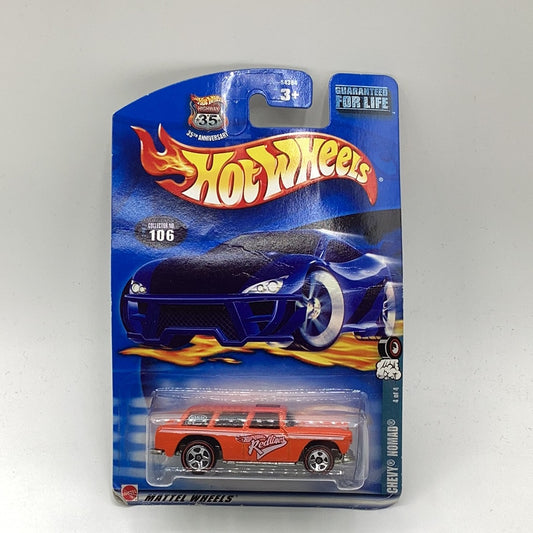 2002 Hot Wheels #106 Redline Series 4/4 CHEVY NOMAD Orange w/Red Line Chrome 5Sp