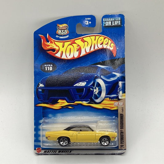 2002 HOT WHEELS '70 PLYMOUTH ROADRUNNER YELLOW 4 OF 4  #110