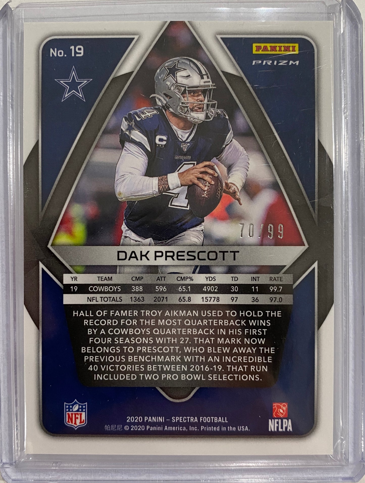 2020 Panini Spectra Football No. 19 Dak Prescott Silver Parallel /99