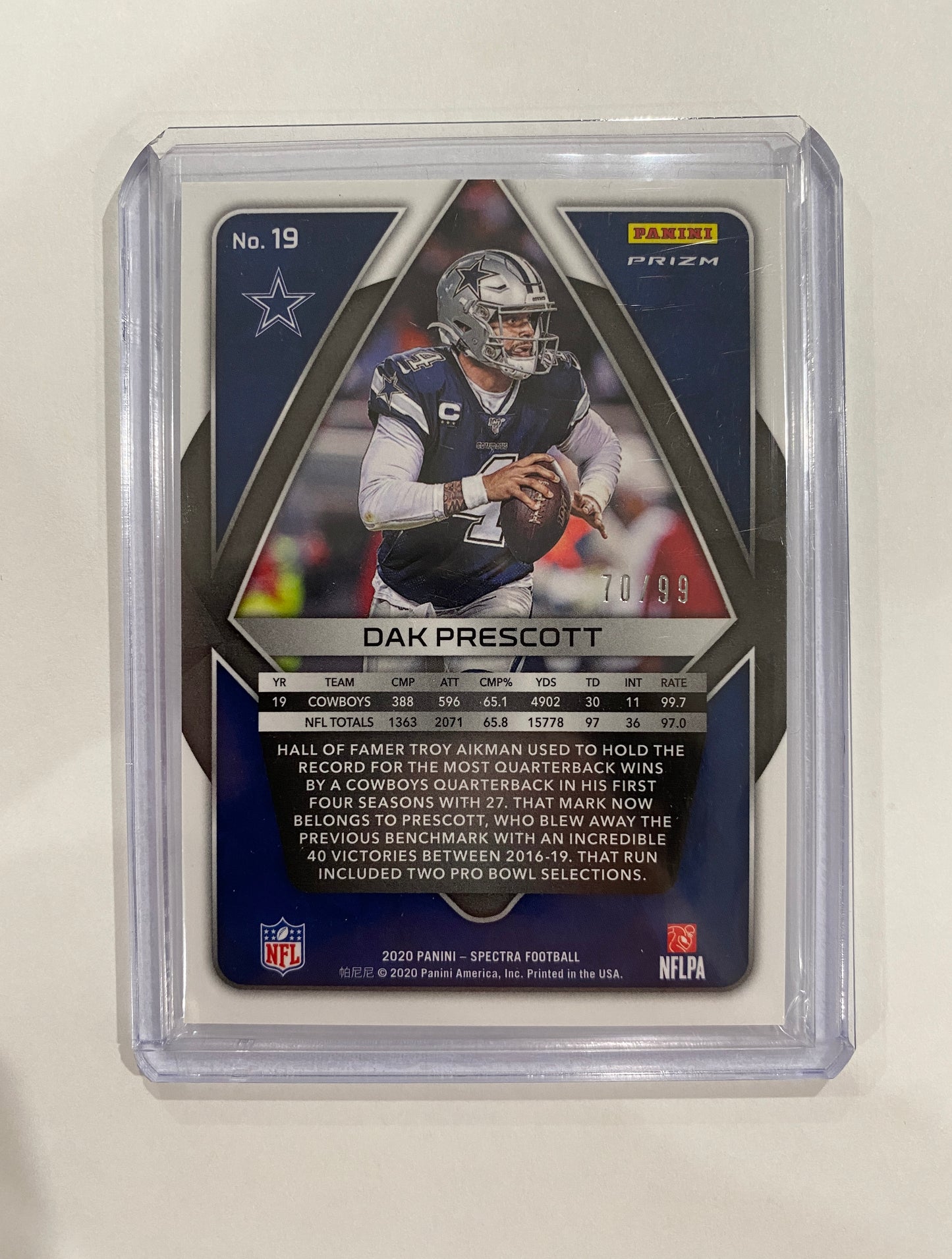 2020 Panini Spectra Football No. 19 Dak Prescott Silver Parallel /99