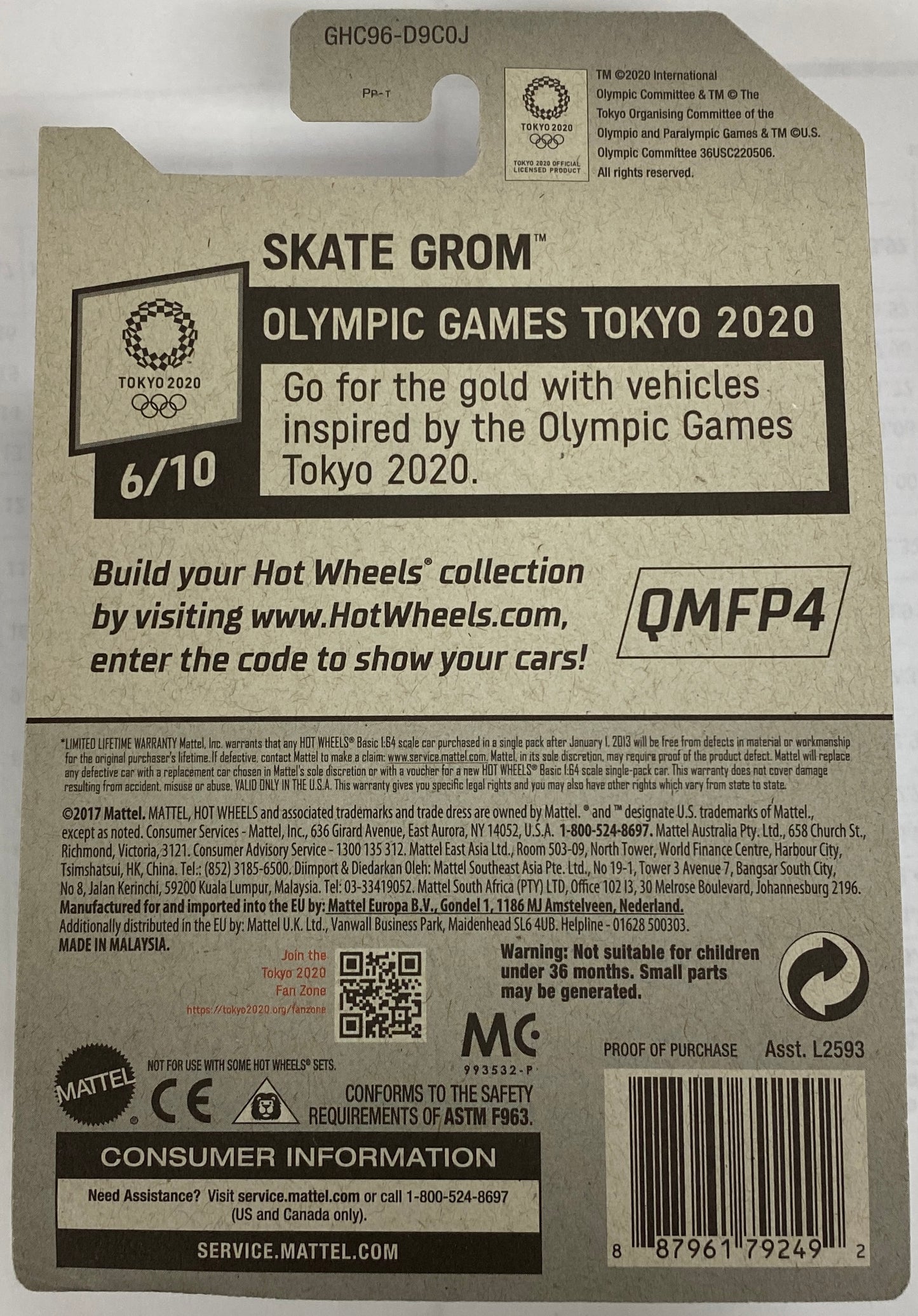 2020 Hot Wheels  "Olympic Games Tokyo 2020" 6/10 Skateboarding Skate Grom Die-Cast Toy | Condition is *BRAND NEW*