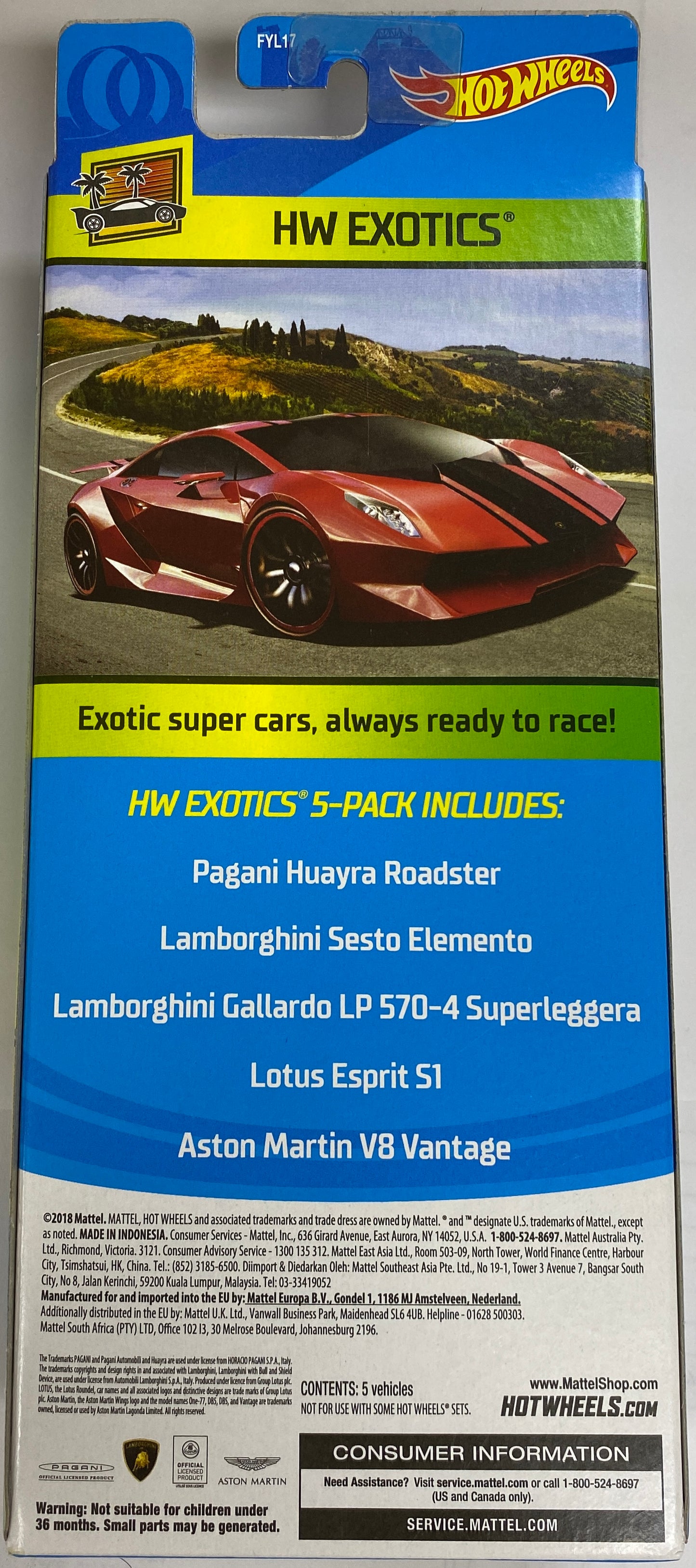 2018 Hot Wheels "HW Exotics" 5-Pack | Condition is *BRAND NEW*